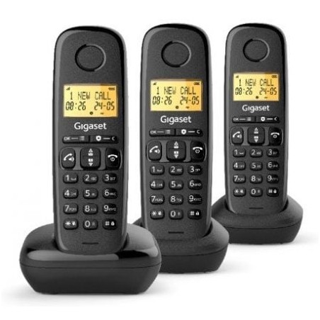 Teléfono inalámbrico gigaset basic 100/ pack trio/ negro