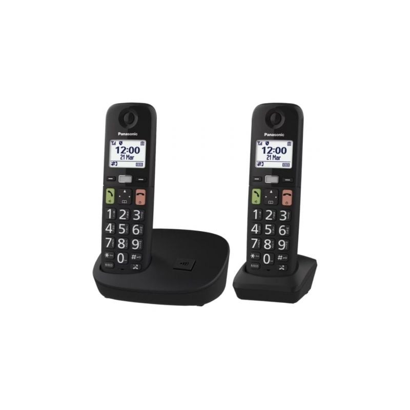 Teléfono inalámbrico panasonic kx-tgu112exb/ pack duo/ negro