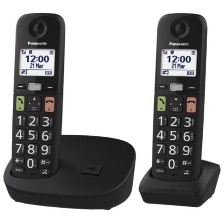Teléfono inalámbrico panasonic kx-tgu112exb/ pack duo/ negro