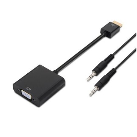 Conversor aisens a122-0126/ hdmi macho - vga hembra/ jack 3.5 hembra/ 10cm/ negro